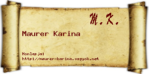Maurer Karina névjegykártya